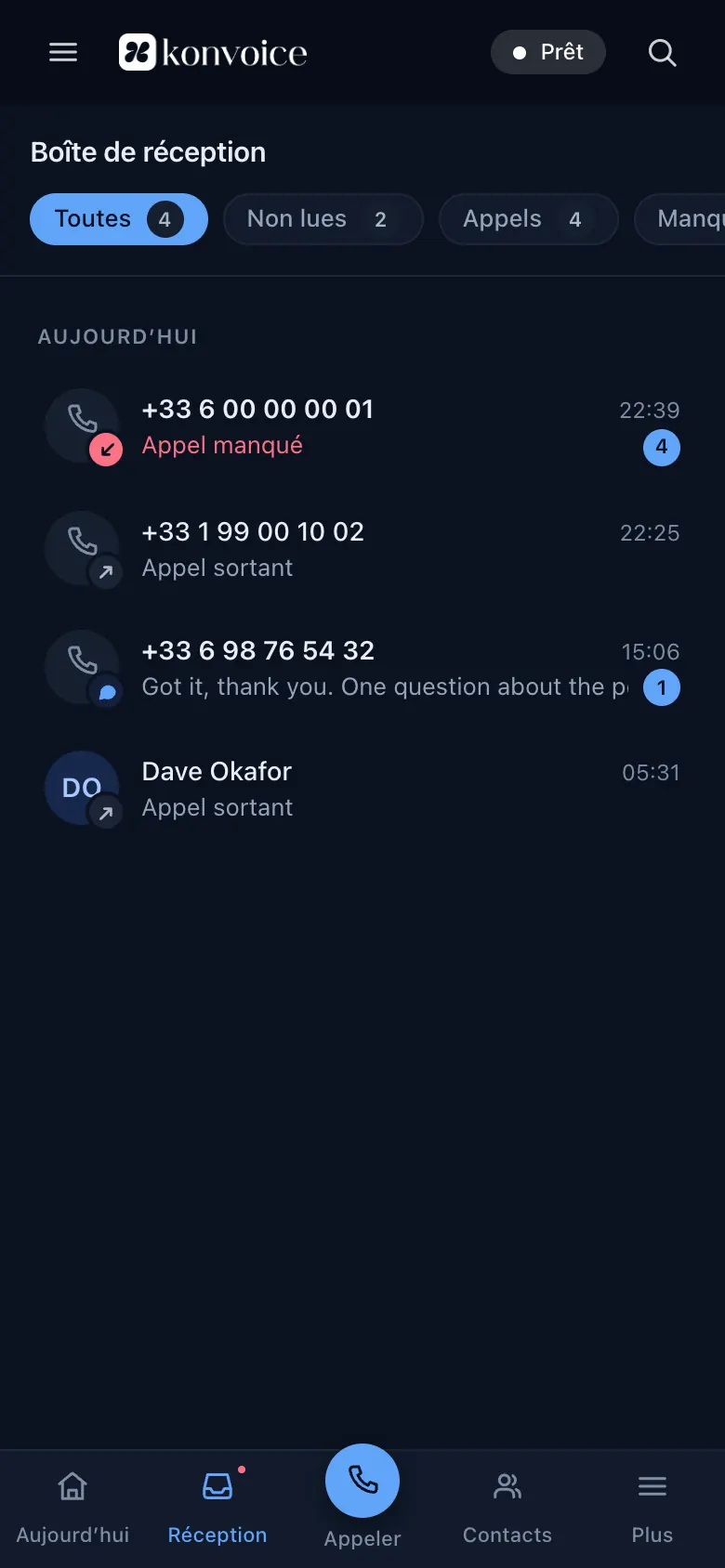Le même Workspace sur un téléphone.